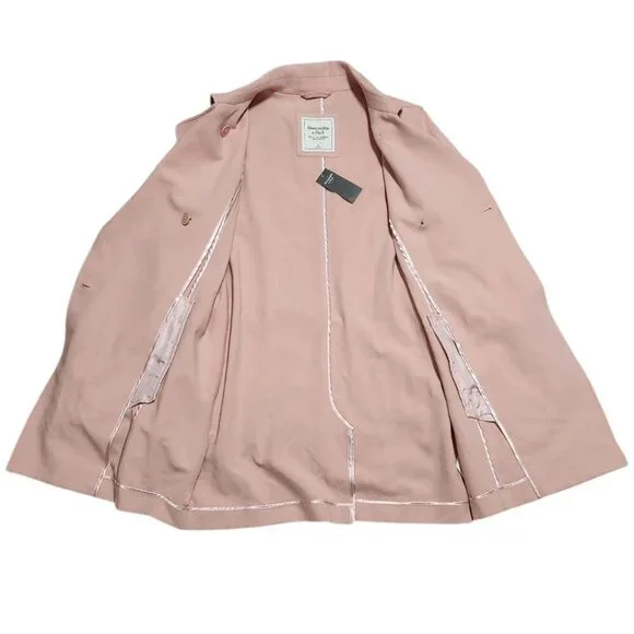 Abercrombie light pink double breasted trenchcoat with belt - Picture 4 of 6